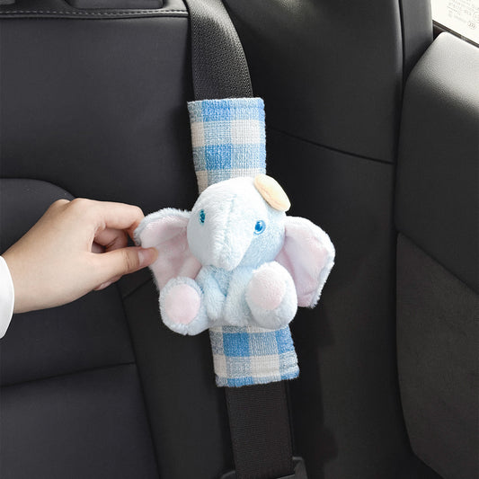 【2-Pack】Cute Elephant Car Seat Belt Shoulder Pads – Universal Soft Plush Safety Belt Covers, Four Seasons Use