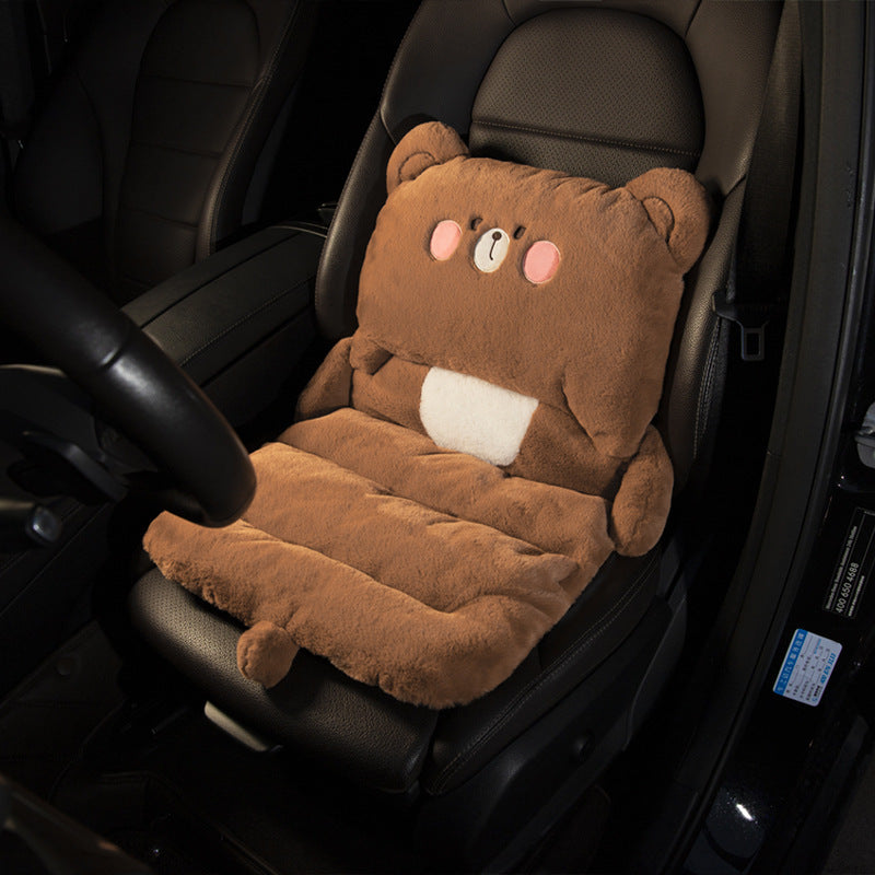 Cute Plush Bear Lumbar Pillow – Soft Waist Support Cushion for Car, Office, or Home