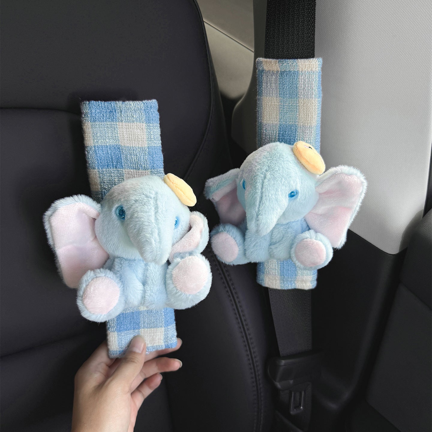 【2-Pack】Cute Elephant Car Seat Belt Shoulder Pads – Universal Soft Plush Safety Belt Covers, Four Seasons Use