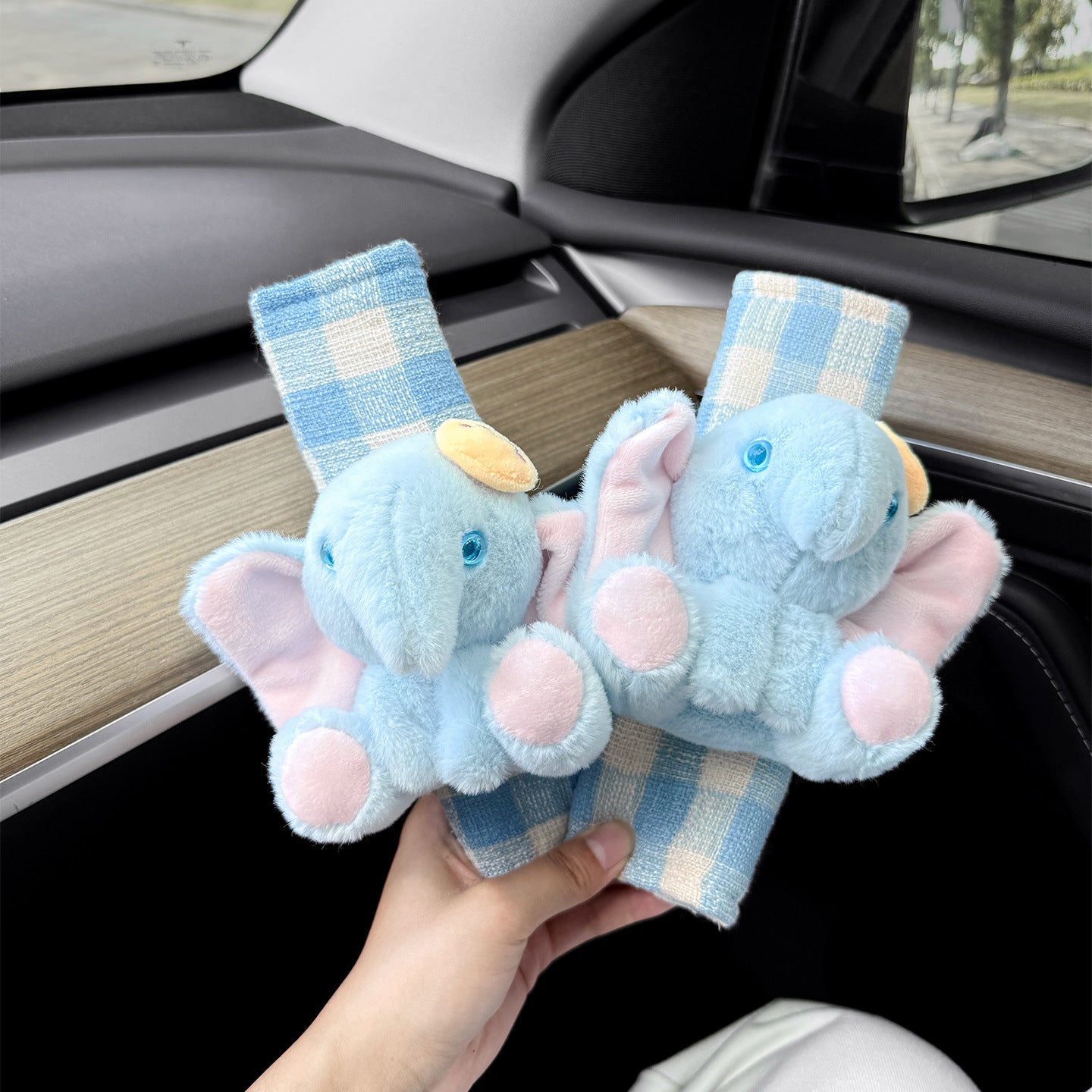 【2-Pack】Cute Elephant Car Seat Belt Shoulder Pads – Universal Soft Plush Safety Belt Covers, Four Seasons Use