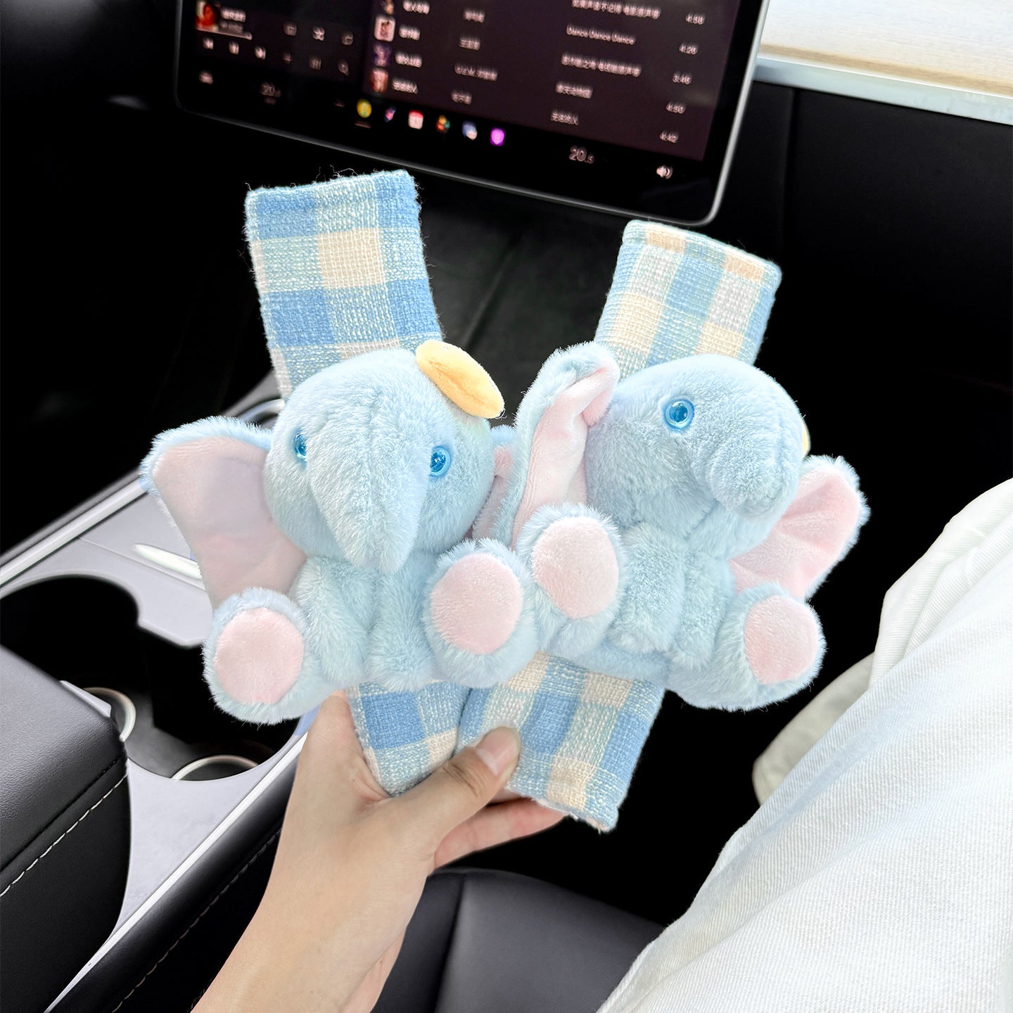 【2-Pack】Cute Elephant Car Seat Belt Shoulder Pads – Universal Soft Plush Safety Belt Covers, Four Seasons Use