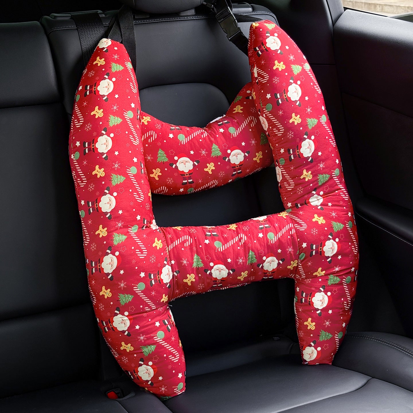 【2-Pack】Car Rear Seat Sleeping Pillow – Neck & Shoulder Support Cushion, Christmas Print Soft Hanging Headrest Pillow
